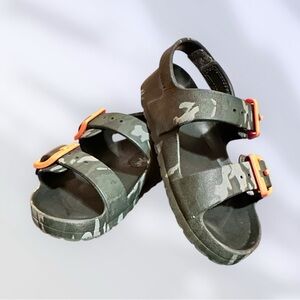 Cat & Jack Black Camouflage Sandals with Orange Accents
